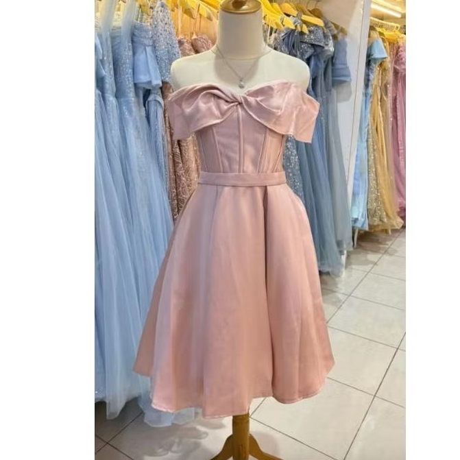 gaun pesta pendek rosegold