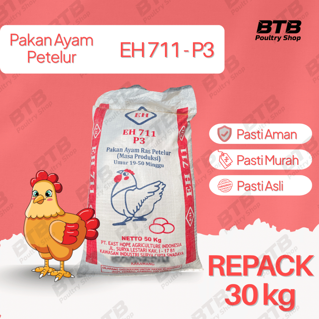 EH 711 Petelur Pakan Ayam Pur Ayam Petelur Makanan Anak Ayam Repack 30 KG | 10 KG