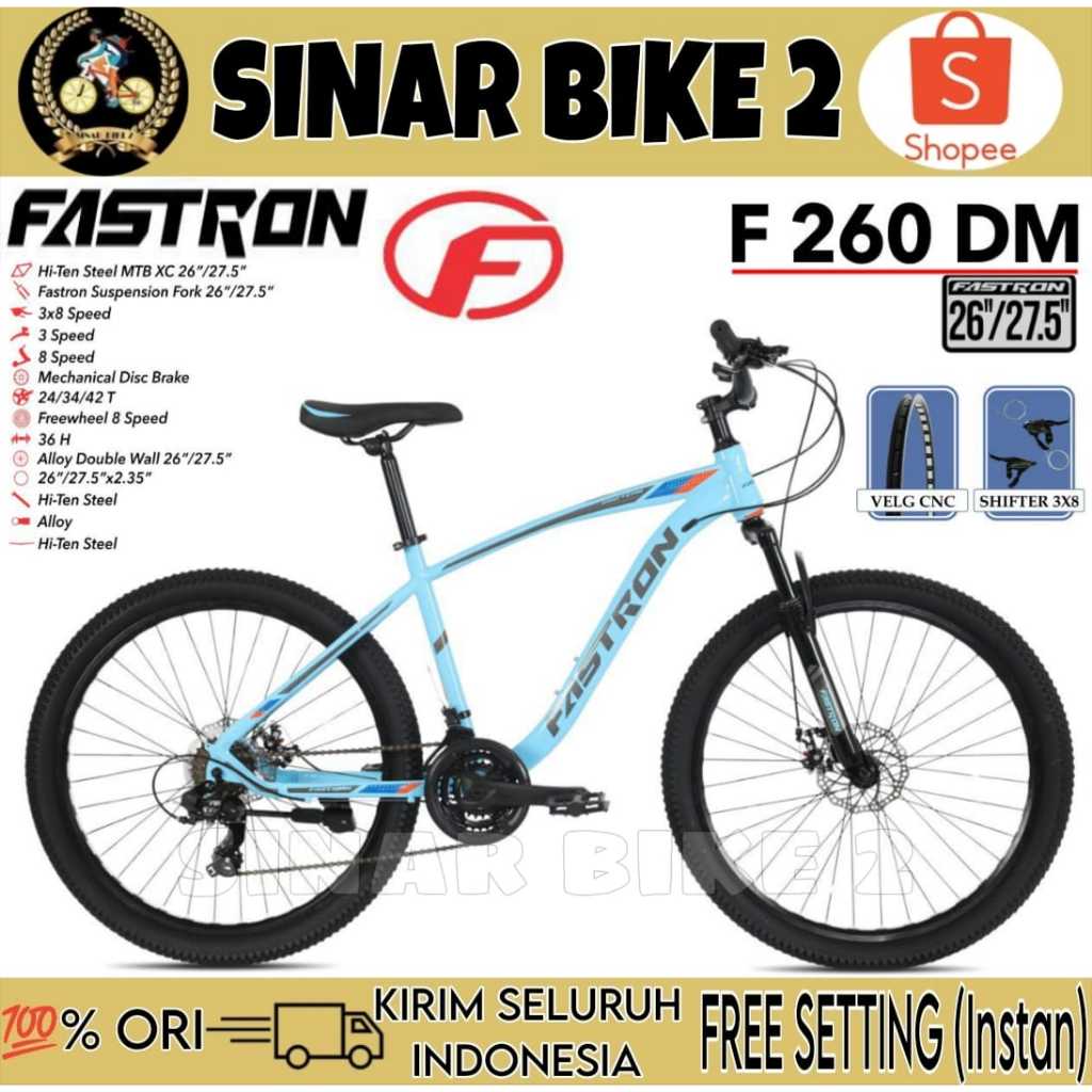 Sepeda Gunung MTB FASTRON 260 DM 3X8 Speed Ukuran 26 dan  27,5 Inch