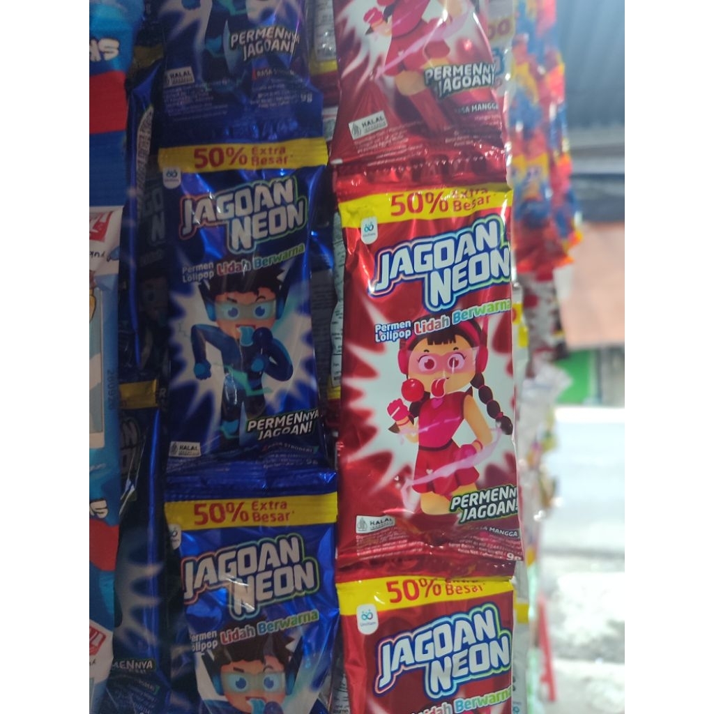 Permen Lolipop Jagoan Neon Permennya Jagoan Renteng / Permen Jagoan Neon Merah Biru