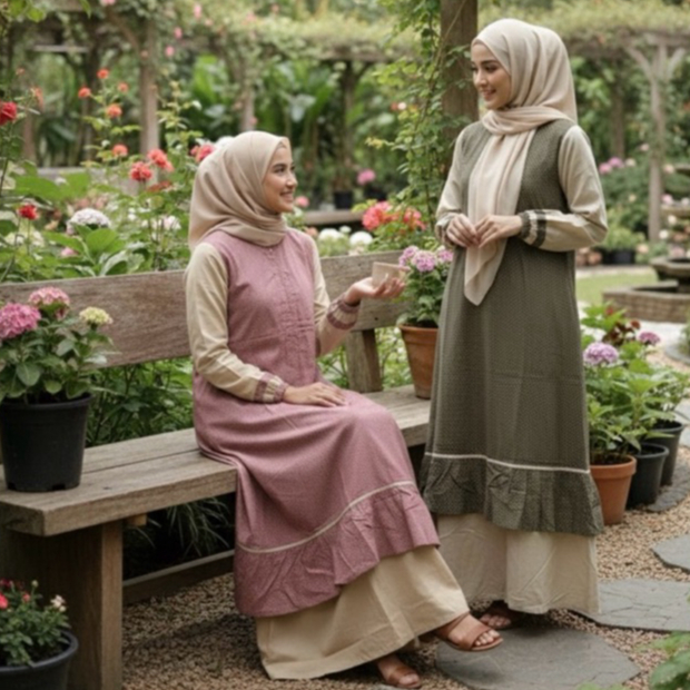 Gamis Ramee Mabelle Dress katun Terlaris Jepang garis busui