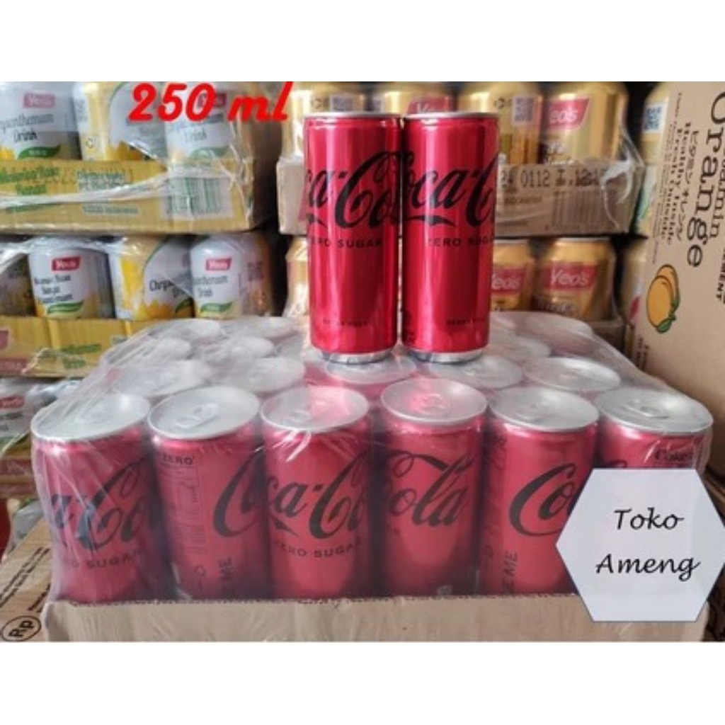 Cocacola, Fanta, Sprite, AW, Cola Zero Kaleng 250 ml - 1 DUS (24 PCS)