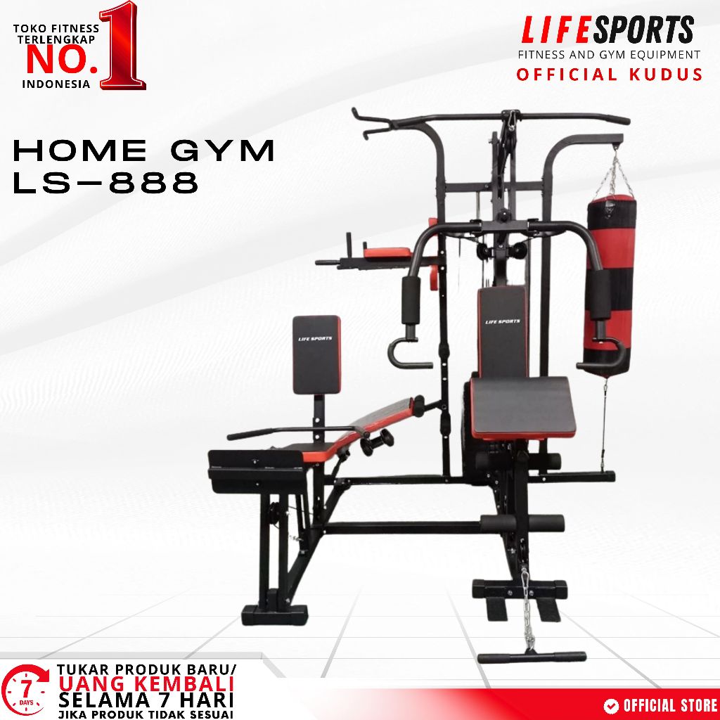 LIFESPORTS - Alat Olahraga Fitness Gym Multi Homegym 4 Sisi Leg Press LS HG 888