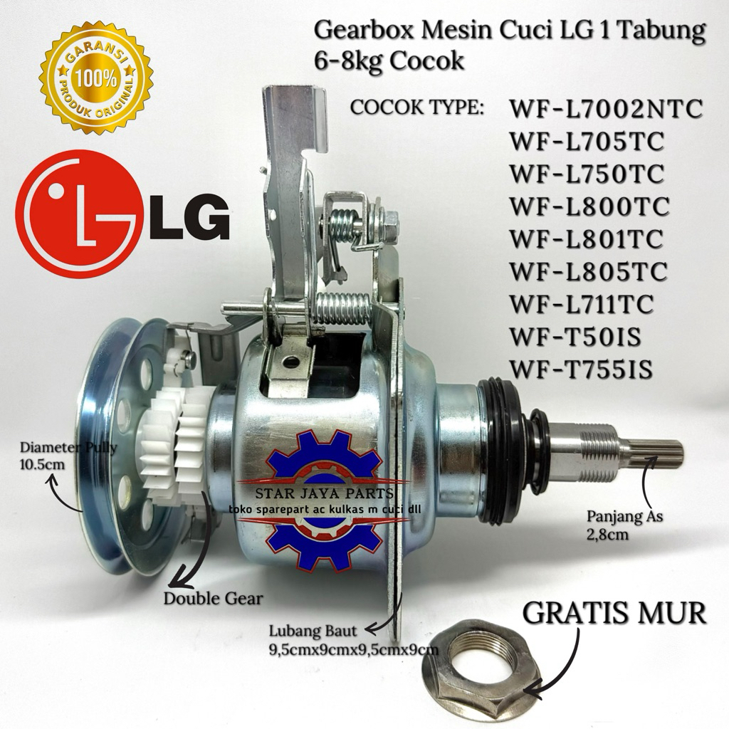 PROMO GRATIS MUR Gearbox Mesin Cuci WF-L7002NTC L705TC L750TC L800TC L801TC L805TC L711TC LG Turbo D