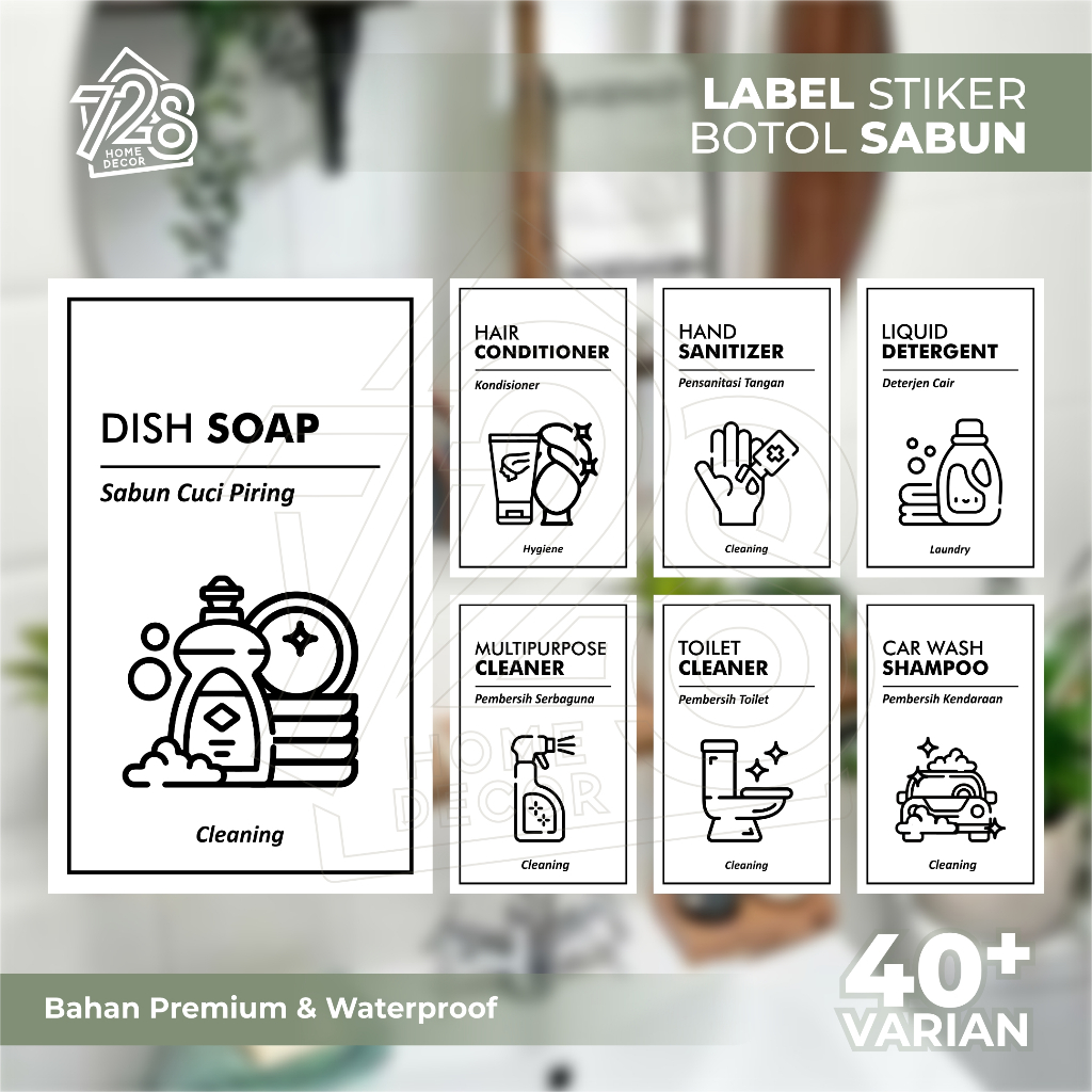 Label Stiker Botol Sabun Best Seller, Anti Air - Waterproof, Desain Hitam Putih Estetik / Stiker Bot