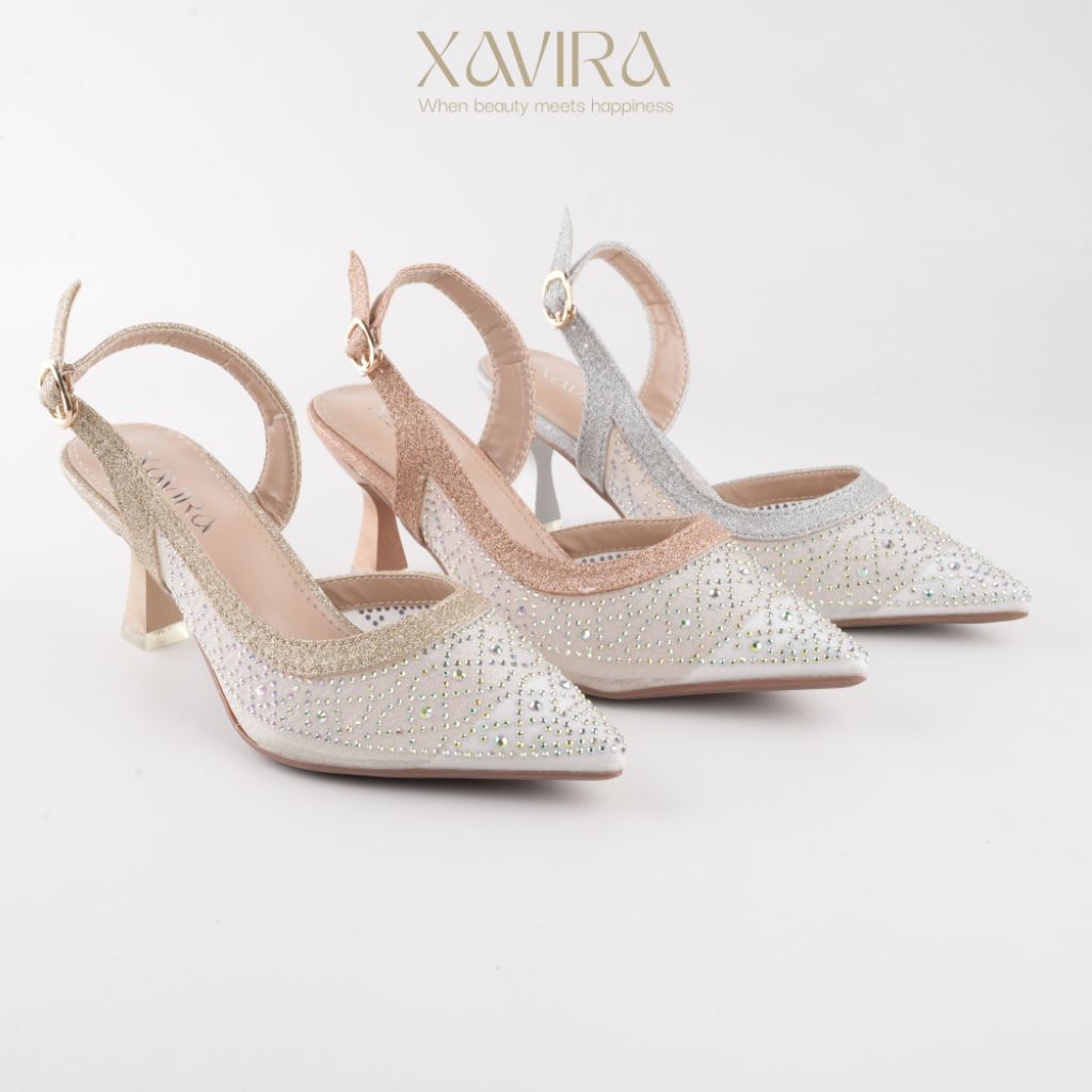 Xavira Dina Sepatu Import Wanita Heels 6 cm Pesta Wisuda Seserahan Mewah Gaun Pesta Seserahan