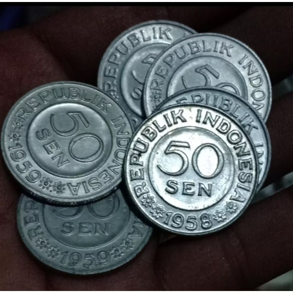 Koin 50 Sen Tahun 1956-1961 Koleksi Uang Coin Logam Lama Kuno Jadul Antik
