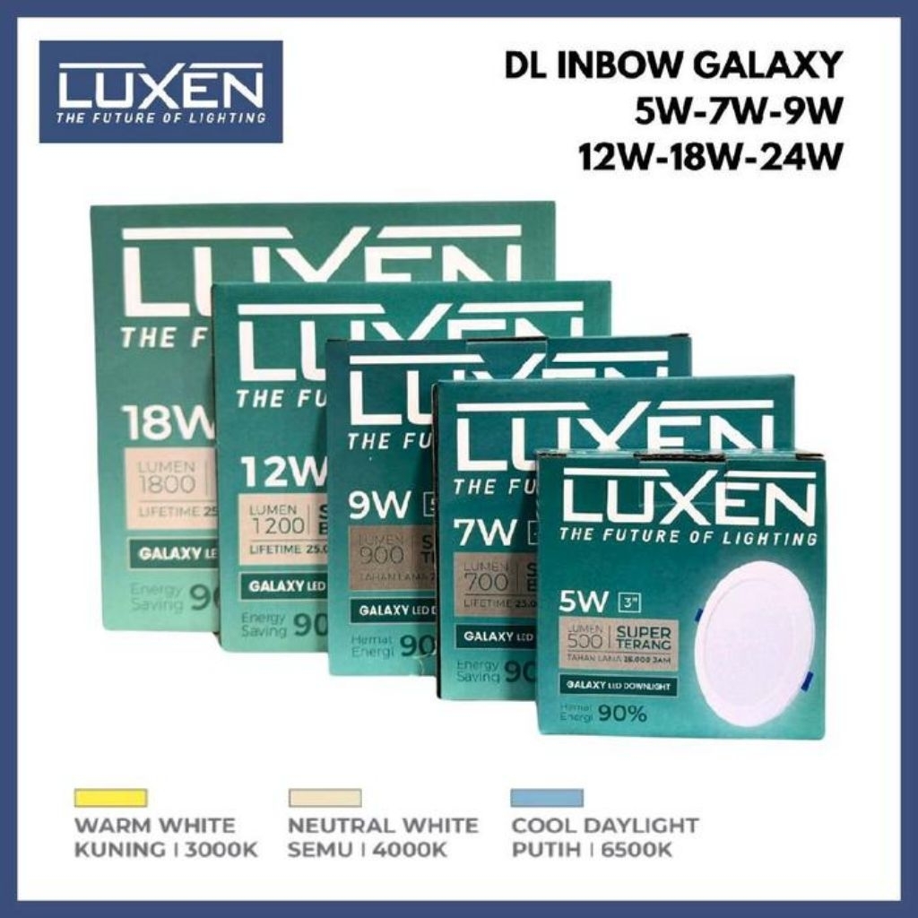 lampu panel 9 watt, Led downlight LUXEN