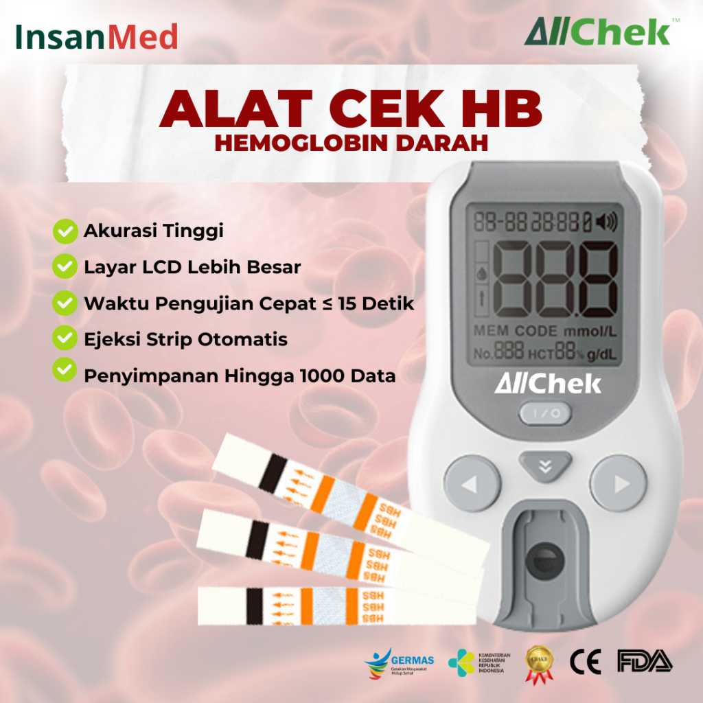 Allchek Alat Cek HB Hemoglobin – Tes Hemoglobin Darah Paket Lengkap Isi 10