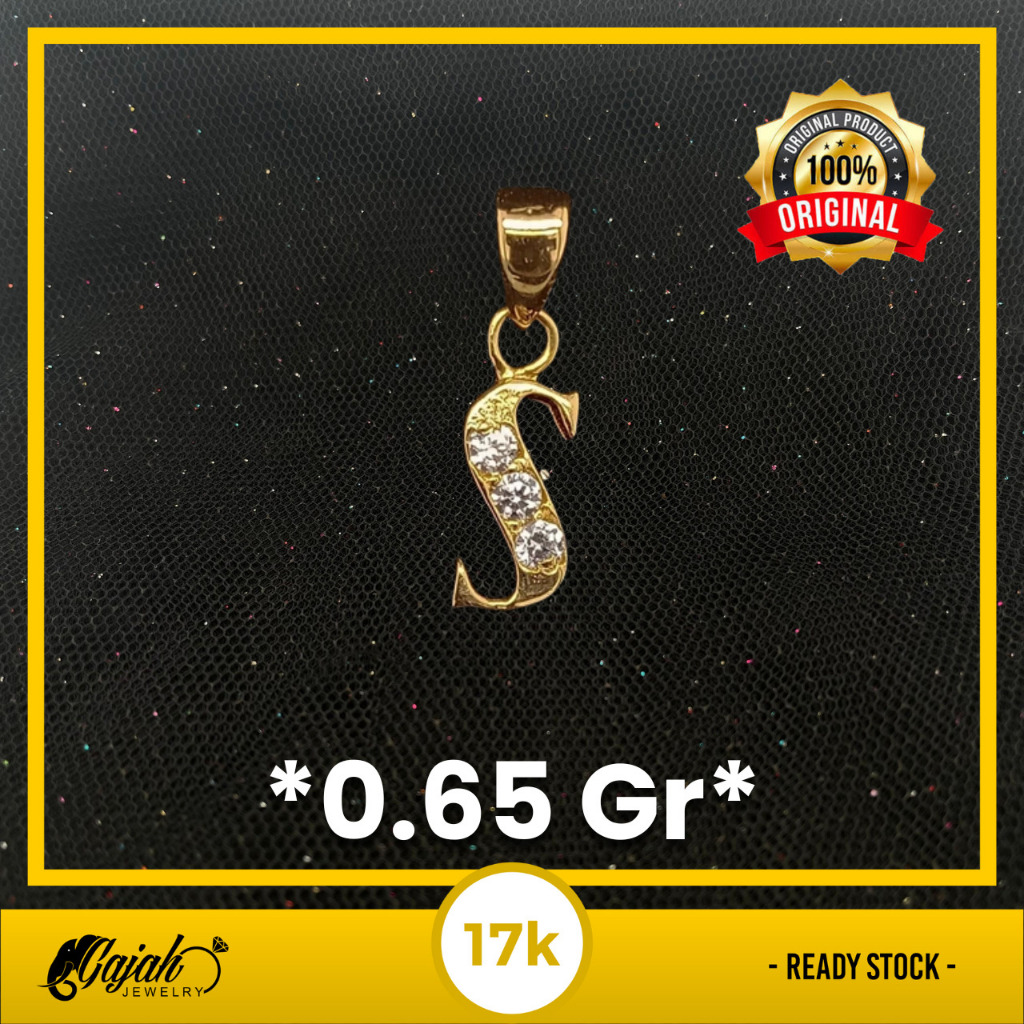 Liontin ABJAD Emas 17K - Toko Emas Gajah -  0.65 Gram