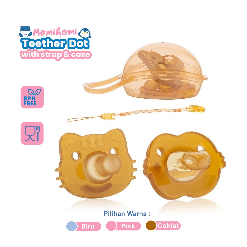 {SILIKON ANTI BACTERIAL} MOMI HOMI teether Dot 01 Empeng Bayi Silicone Baby Pacifier Dot Bayi mainan