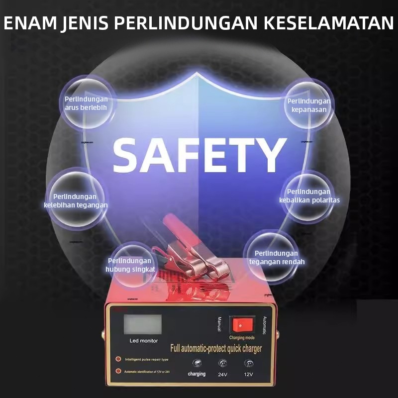 INDEX Charger Aki 12V_24V 1500A Otomatis untuk Accu Kering dan Basah Lead Acid - Alat Cas Aki Motor 