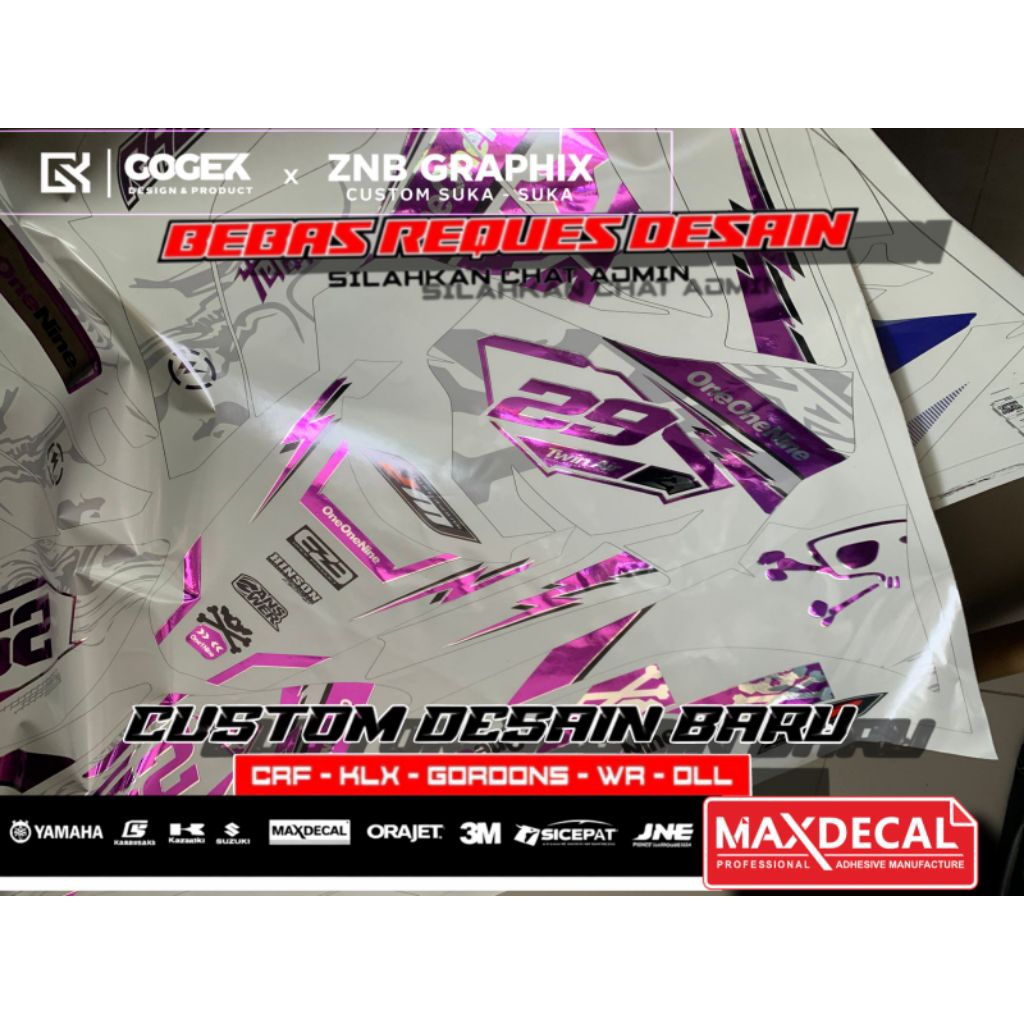 Decal Stiker Putih Kombine Pink Crf150 Full Body Bisa Request
