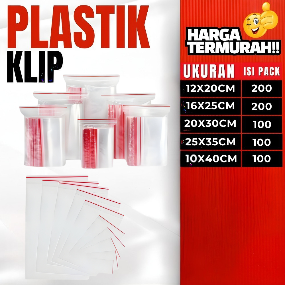 Plastik Klip Bening  Plastik Bening Plastik Packing Ziplock Makanan Isi 100pcs Grosir Premium