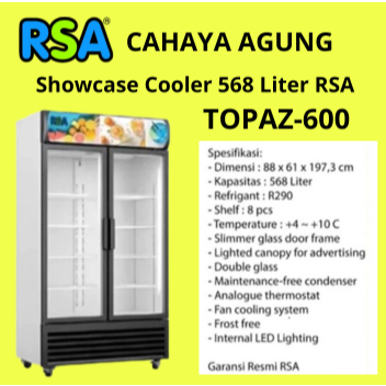 Showcase Display Cooler 568 Liter RSA TOPAZ-600