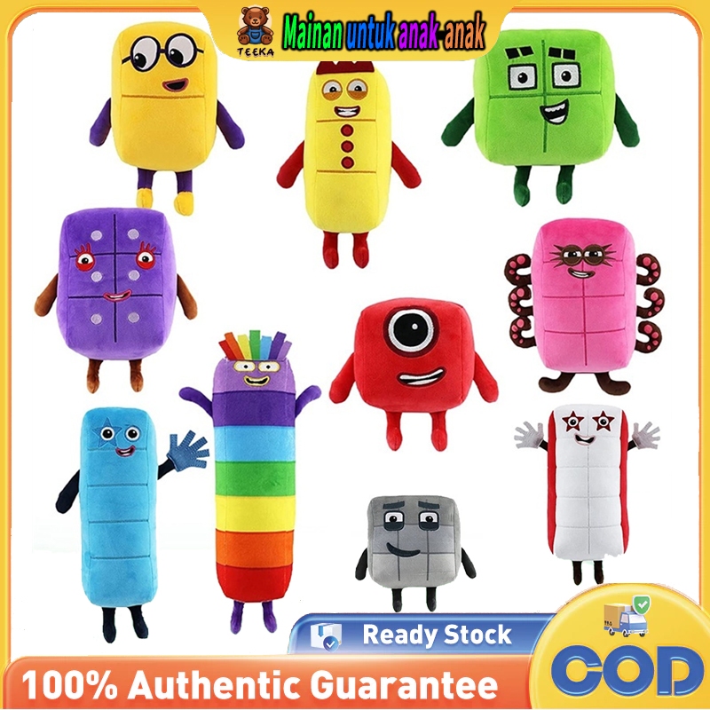 TEEKA Boneka Numberblock 01-10 Lucu Cartoon Numberblocks Boneka Plush Mainan Edukatif