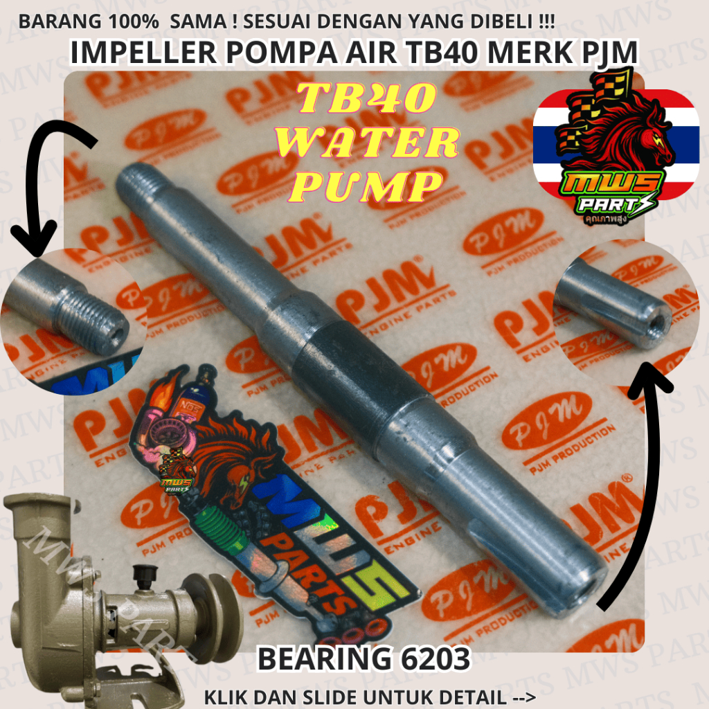 AS TB40 SHAFT HAS BEARING 6203 POMPA AIR WATER PUMP TB40 1IN 1INC 1INCH POMPA SRIKUALSI DRAG PUMP WA
