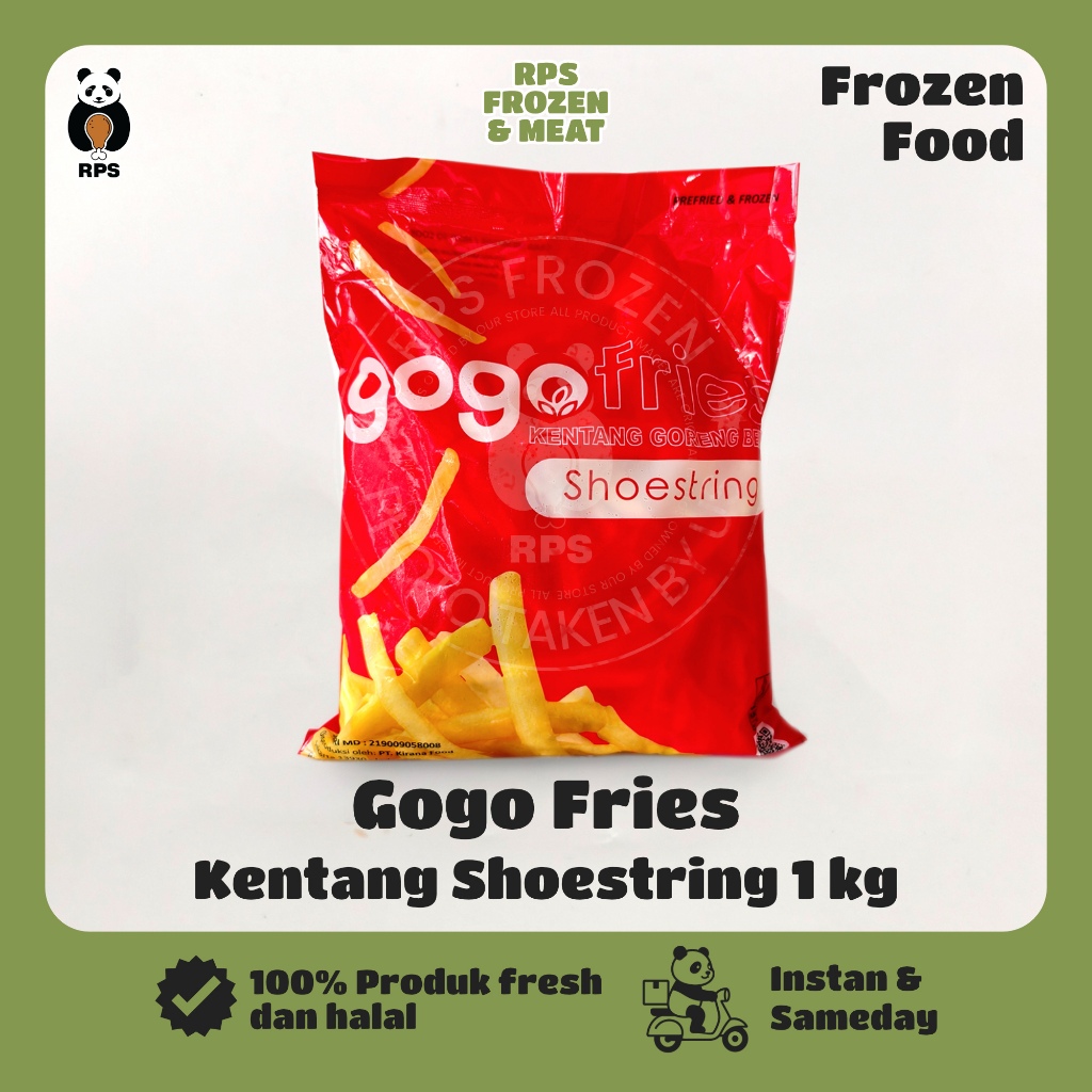 Gogo Fries Shoestring Cut Kemasan 1kg, Kentang Goreng Gogo, Gogo French Fries 1kg