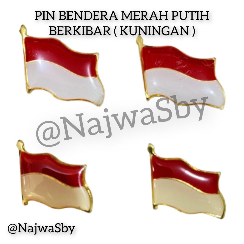 PIN BENDERA MERAH PUTIH BERKIBAR ( KUNINGAN )