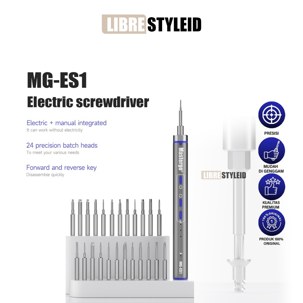 MASTERGO MG-ES1 OBENG LISTRIK SET - MG-ES1 ORIGINAL OBENG LISTRIK SET MASTERGO  - OBENG SET LENGKAP 