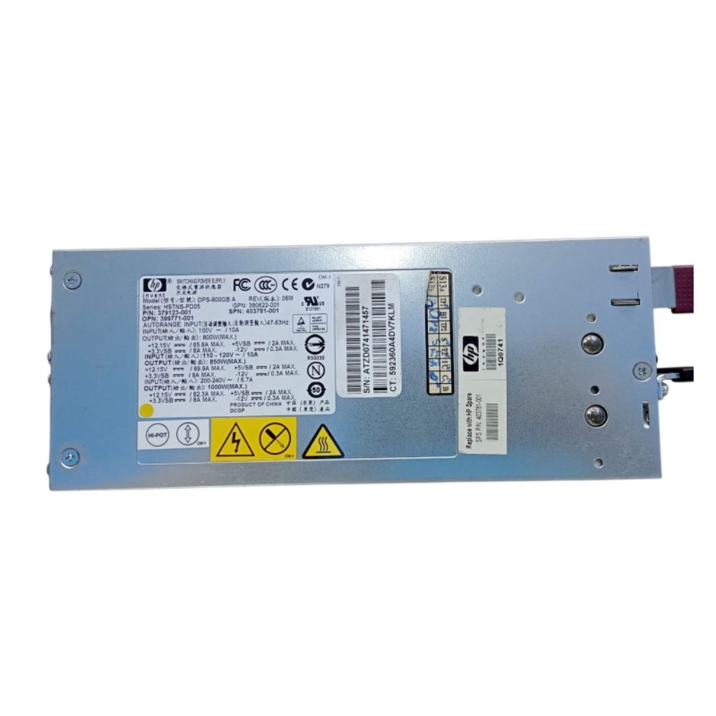 Power Supply unit HPE DPS-800Gb PN 379123-001 DL380 ML350 370 G5