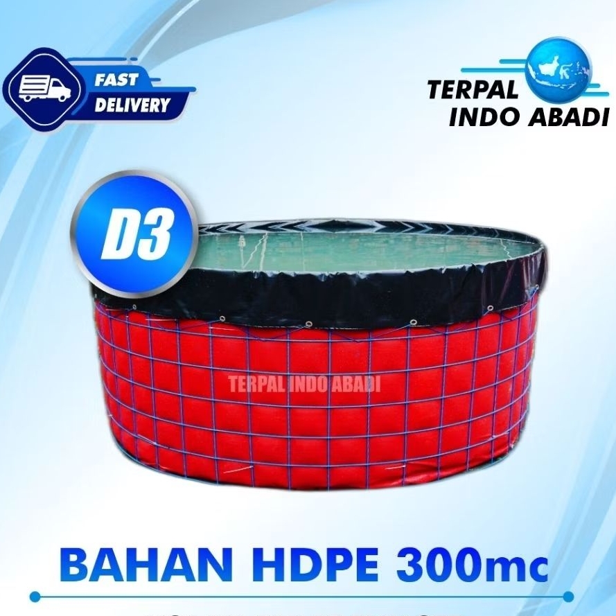 KOLAM BULAT D3 HDPE 500 MICRON TINGGI 60 cm TERPAL SAJA