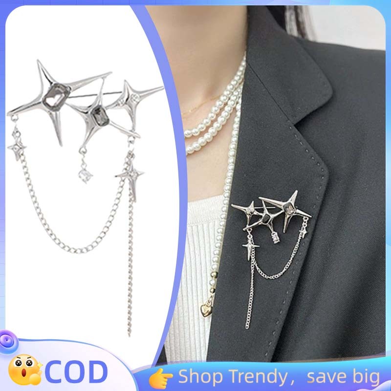 Bros Pin Rantai Kebaya Bros Rantai Wanita Bros Rantai Janggan Bintang Empat Sudut Bros Bintang