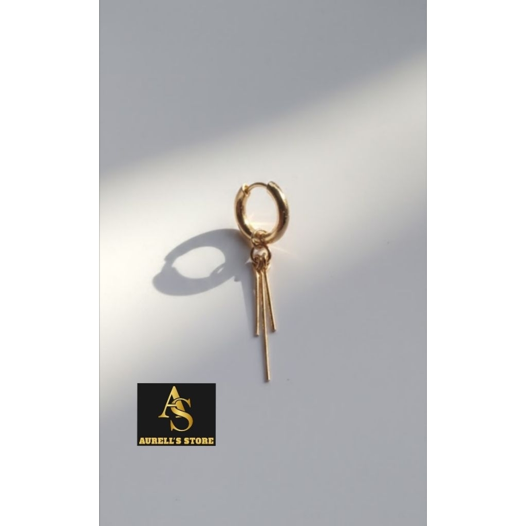 (1PC) ANTING TUSUK GAYA KOREA KPOP TITANIUM GOLD RING BTS ANTI KARAT