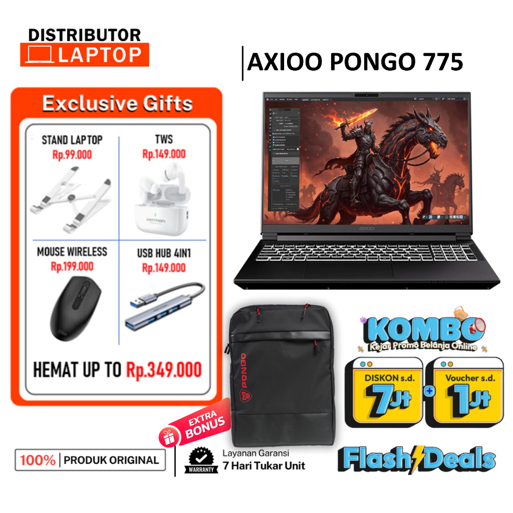 AXIOO PONGO 775 765 760 725 V2 I7 13620H RTX5070 RTX5060 RTX4060 RTX4050 RTX3050 RTX2050 16GB 512GB 