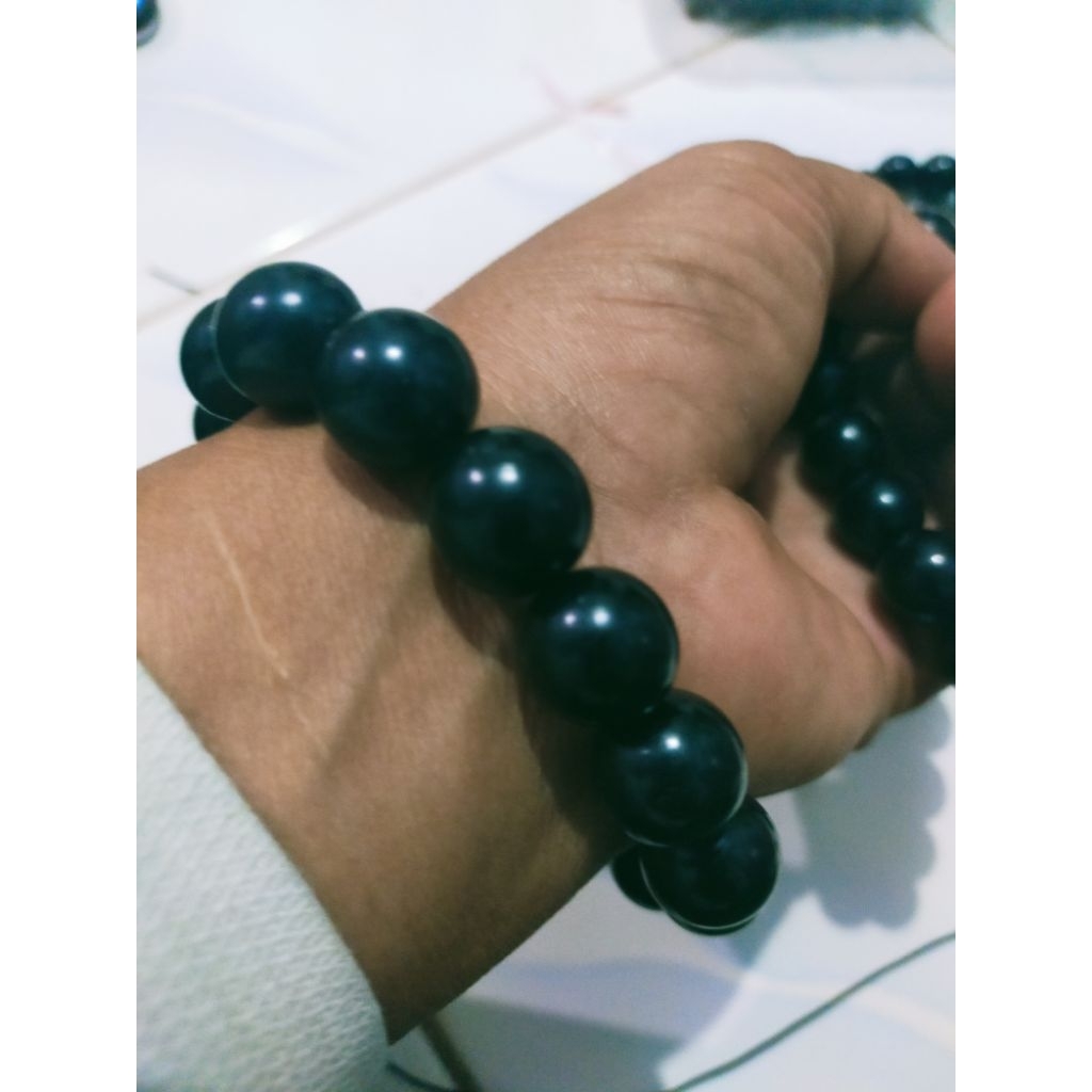 gelang tasbih kokka jawa grade A 12mm gelang biji gebang pocok lontar hitam mengkilat