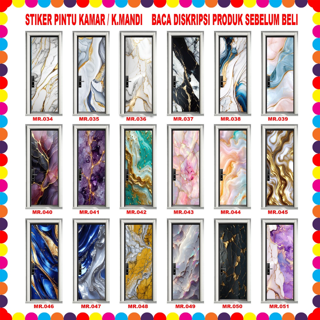 STIKER PINTU KAMAR / KAMAR MANDI MOTIF MARMER