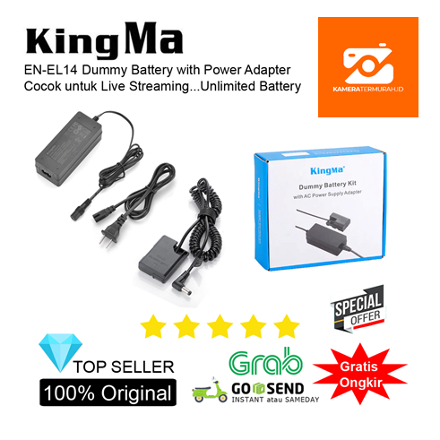 Kingma Dummy Battery Nikon EN-EL14 - For Live Streaming - VLOG & Timelapse - Baterai Colok Listrik C