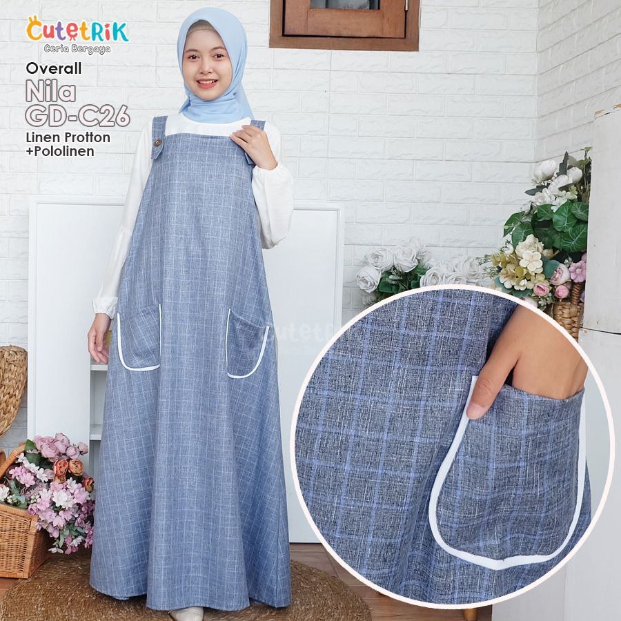 Gamis Overall Anak Set Tunik jumsuit Anak Perempuan Korean Style Cutetrik Terbaru