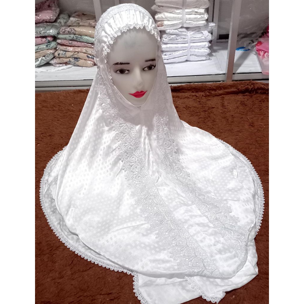 MUKENA Sutra Blizt Polos Renda Terusan