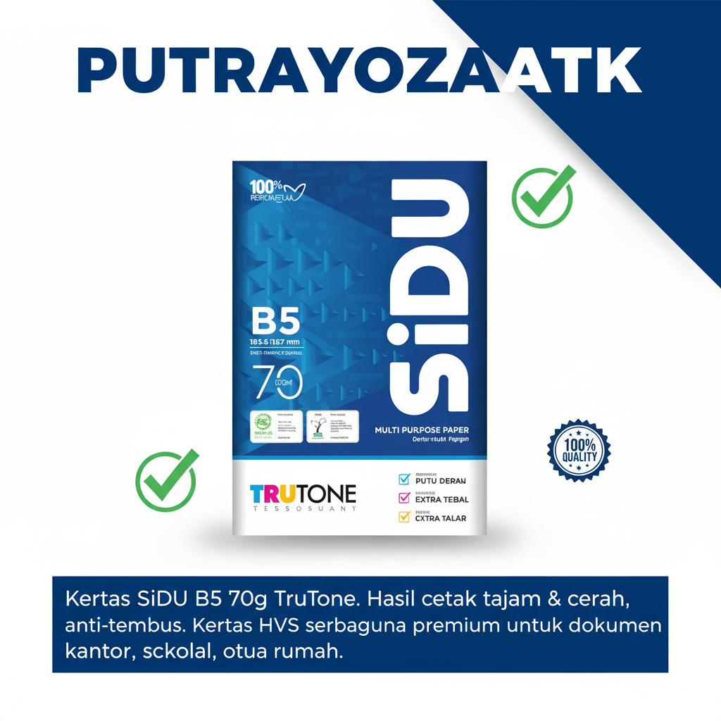 Kertas HVS B5 Sidu 500 Lembar 70 Gsm - Putih Cerah, Extra Tebal, Hasil Cetak Tajam