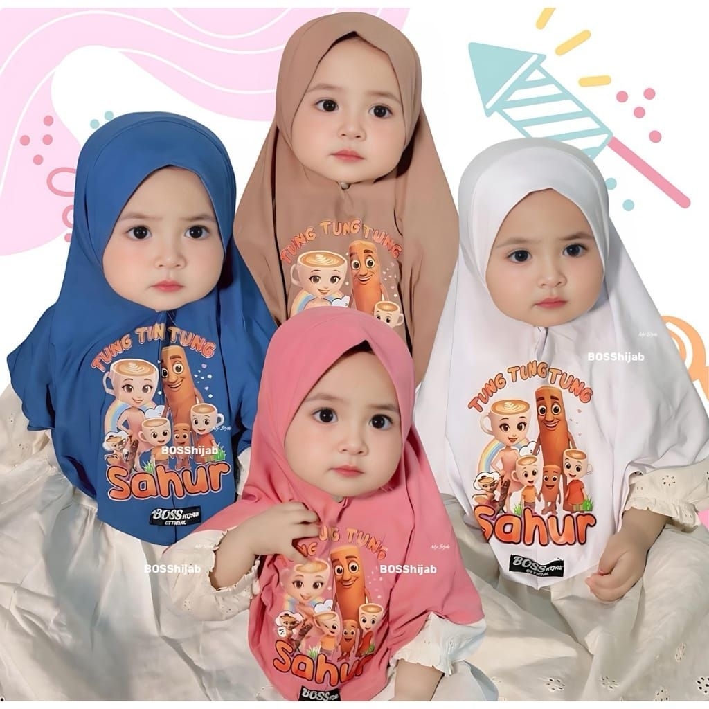 jilbab anak bayi karakter lucu usia 1 - 4 tahun / kerudung anak