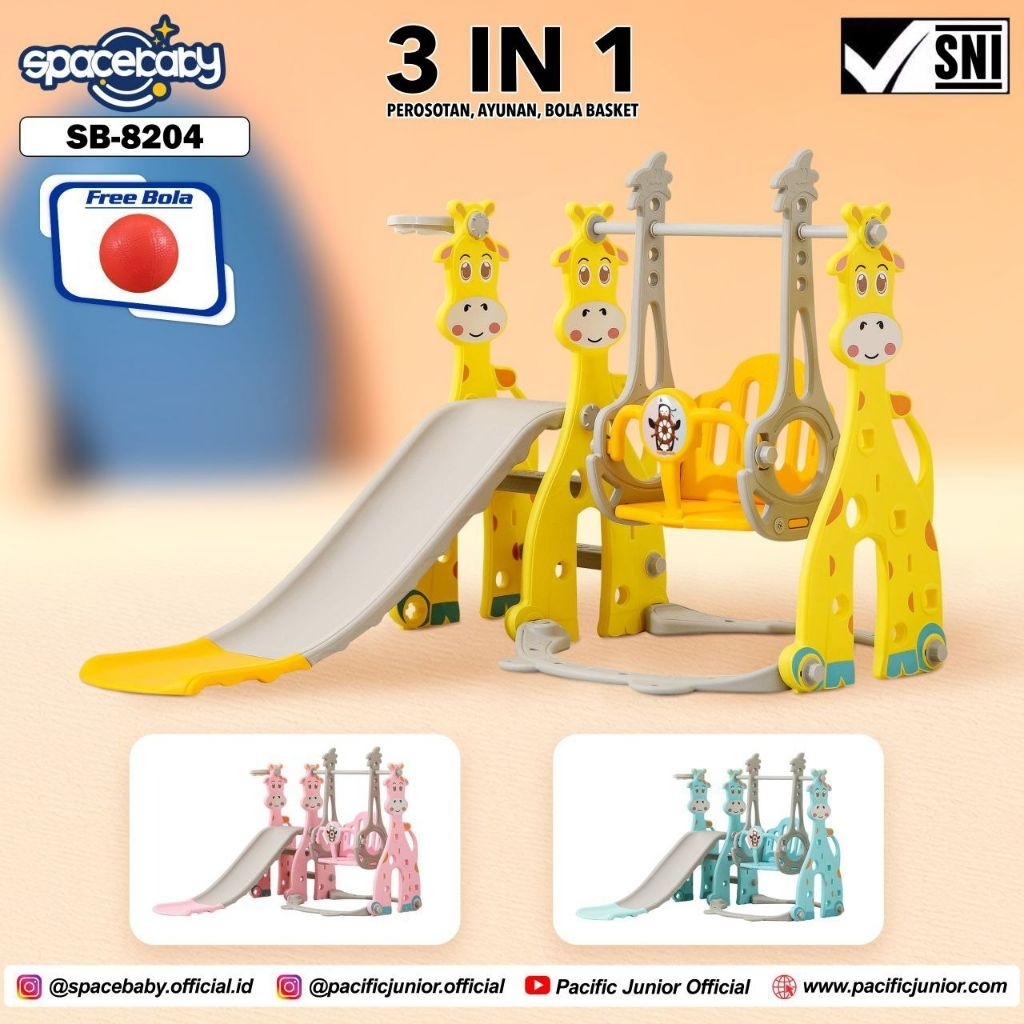 Prosotan Anak 3 in 1 Premium. Ayunan + Seluncuran Prosotan Anak + Ring Basket