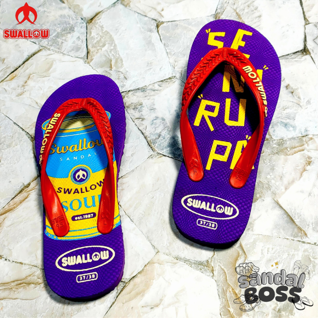 Sandal Jepit Pria Swallow Seni - Motif Seni Rupa Warna-Warni Karet Tebal Empuk Nyaman Anti Slip