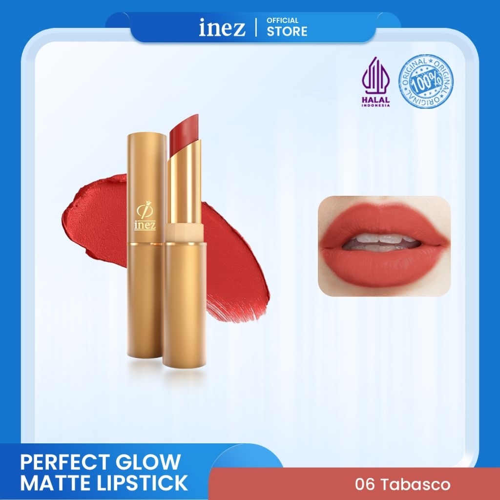 Perfect Glow Matte lipstik no 06 Tabasco inez cosmetics