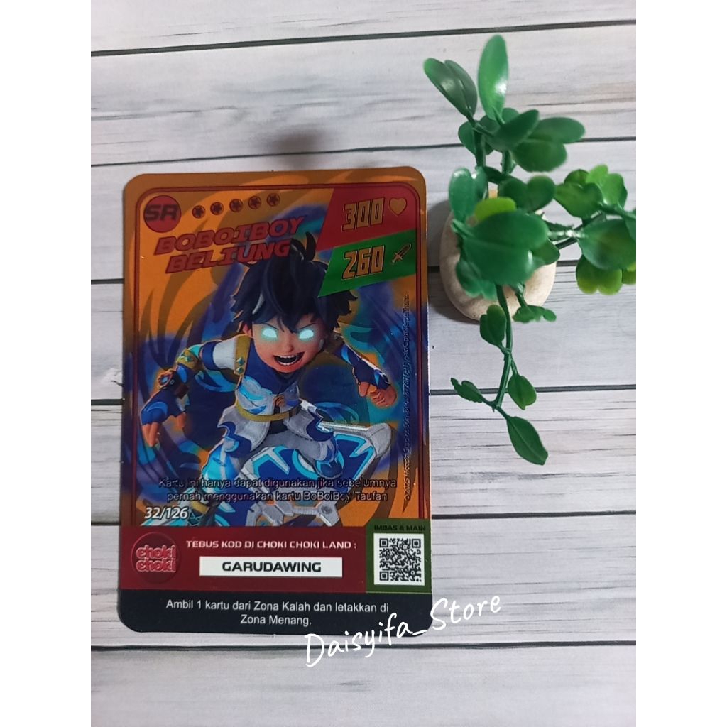 Kartu Mainan Trading Card Boboiboy SR Beliung Emas AR Mecagentar Baraju Original Choki Ckhoki Tradin