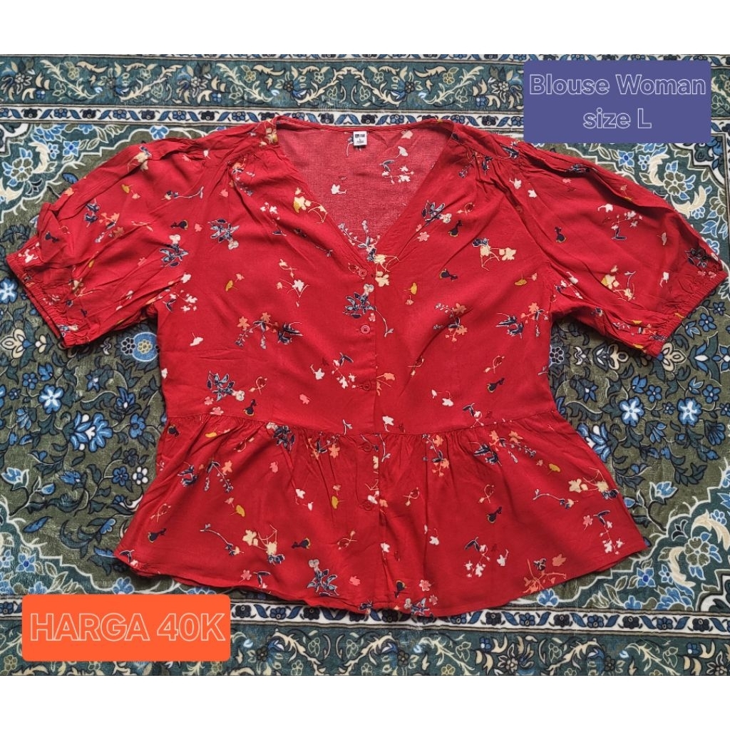 PRELOVED BLOUSE WANITA MERAH UNIQLO