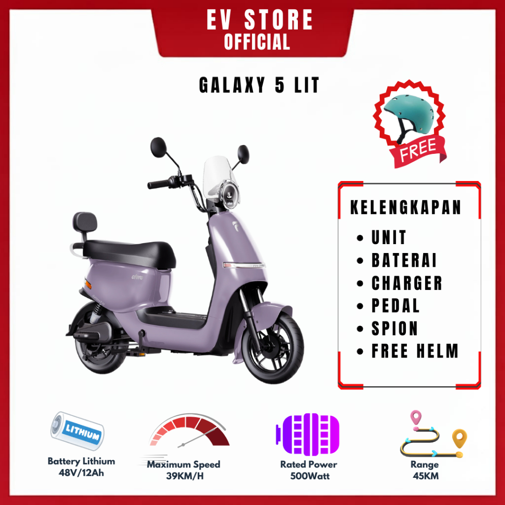 TERBARU Ofero Galaxy 5 lit Sepeda Listrik - Power 500 Watt