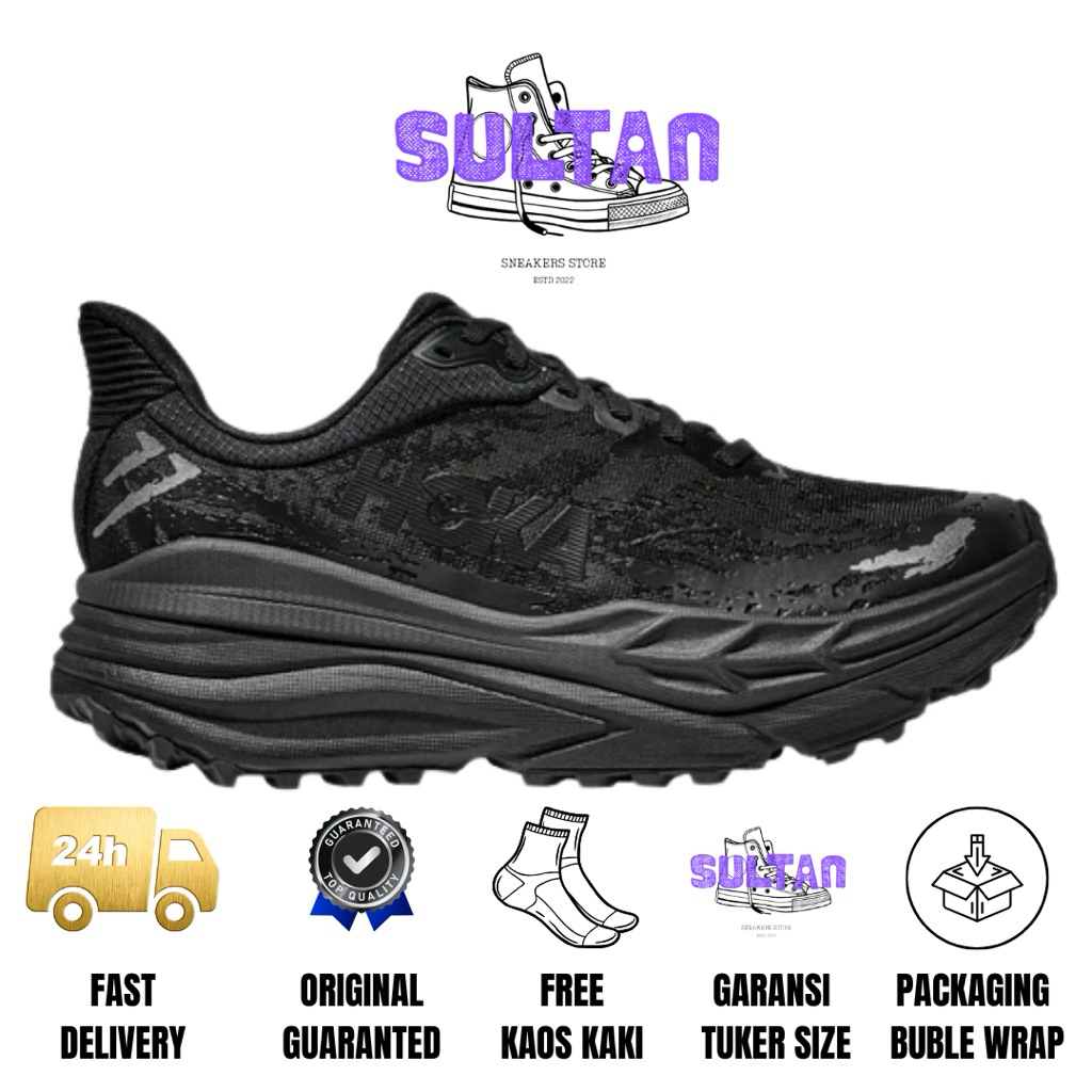 Sepatu Trail Run Hoka Stinson 7 Black Original