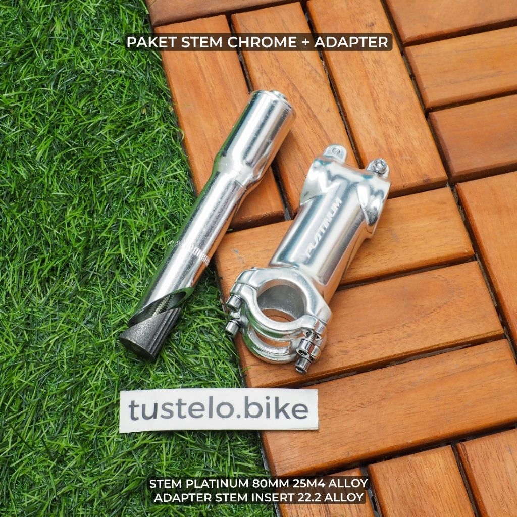 Paket Stem 25.4 Alloy Chrome Platinum Adaptor Stem Insert 22.2 to Oversize 28.6 OS Sepeda MTB Commut