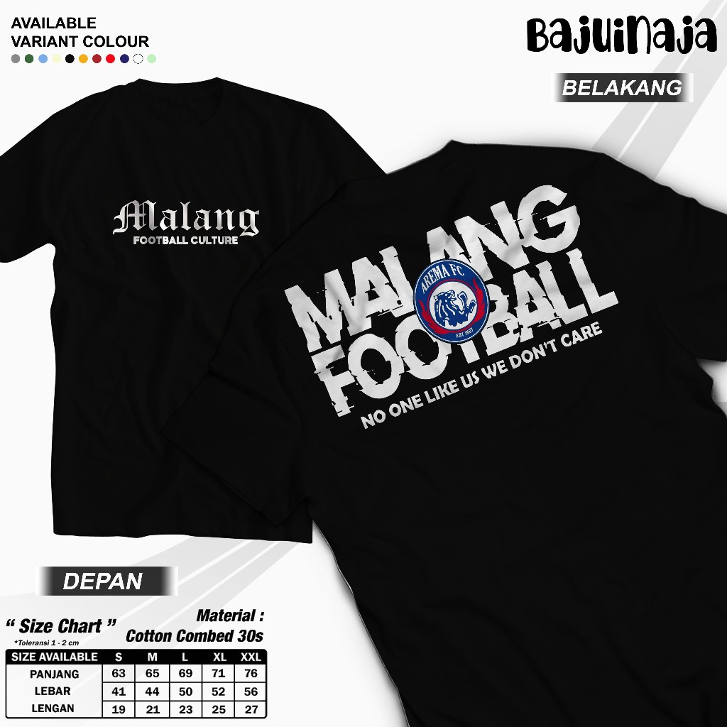 Kaos Arema FC "Malang Football Culture" - Arema Malang/Kaos Supporter Arema/Kaos Fans Arema/Kaos Cas