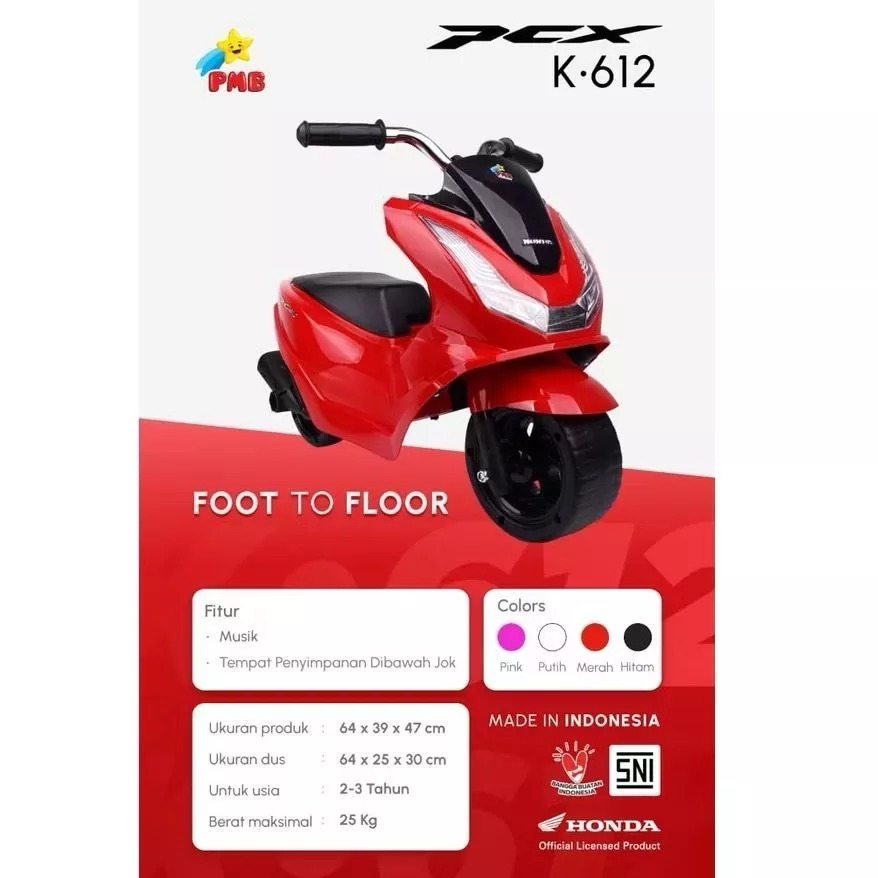Motor Mainan Anak Balita Dorong Manual PMB Scoopy PCX K612 non aki