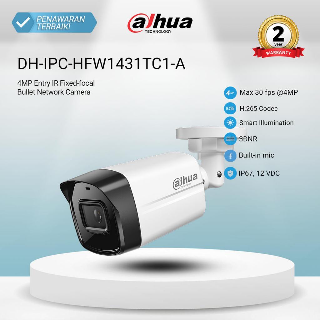 IP Camera CCTV Dahua 4MP Outdoor DH-IPC-HFW1431TC1-A Audio