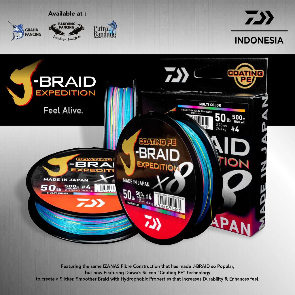 PE DAIWA J-BRAID EXPEDITION X8 500M MADE IN JAPAN