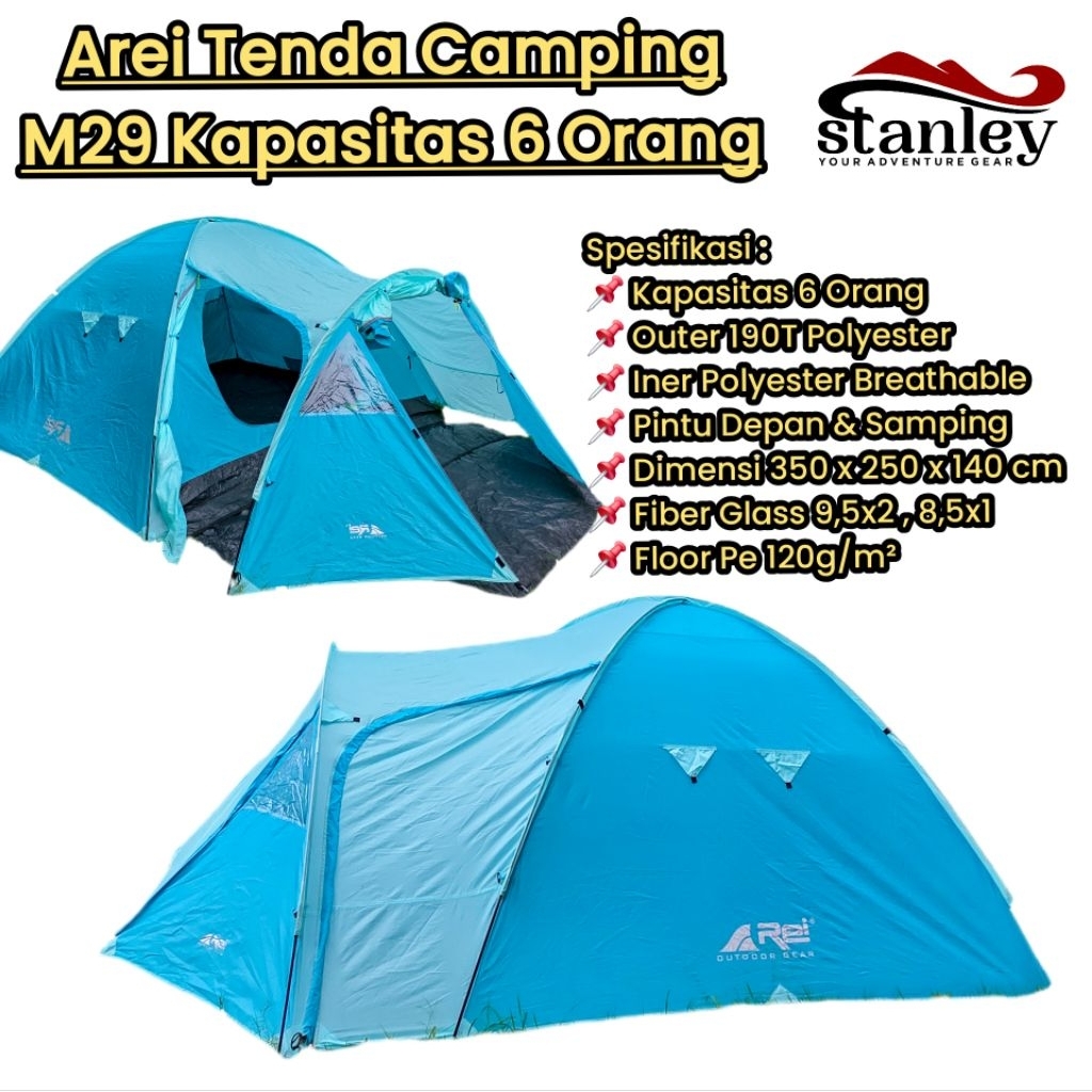 Arei M29 / arei T001 Tenda Camping Kapasitas 6 Orang waterproof anti air