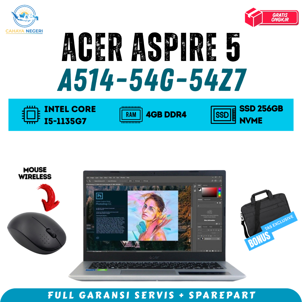 PROMO LAPTOP Acer Aspire 5 A514-54G-54Z7 CORE i5 GEN 11 NVIDIA GEFORCE FREE MOUSE WIRELESS